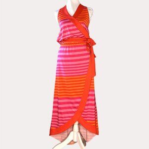 Mud Pie Bag Lady Slinky Knit Halter Dress High Low Stripe S bv